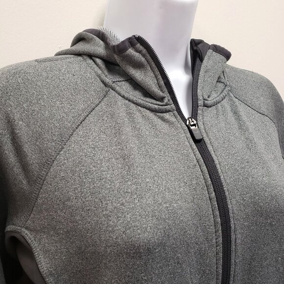 H&M Sport Womens Gray Full-Zip Hoodie Jacket with Pockets & Thumbholes Size L - Picture 3 of 11